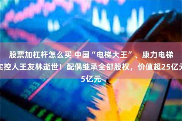 股票加杠杆怎么买 中国“电梯大王”、康力电梯实控人王友林逝世！配偶继承全部股权，价值超25亿元