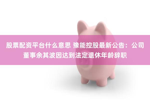 股票配资平台什么意思 豫能控股最新公告：公司董事余其波因达到法定退休年龄辞职