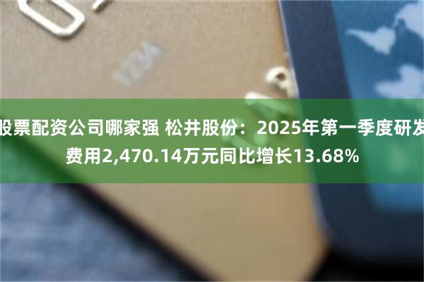 股票配资公司哪家强 松井股份:2025年第一季度研发费用2,470.14万元同比增长13.68%