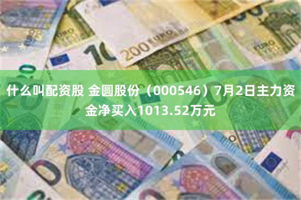 什么叫配资股 金圆股份（000546）7月2日主力资金净买入1013.52万元