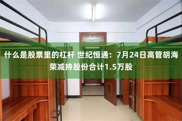 什么是股票里的杠杆 世纪恒通：7月24日高管胡海荣减持股份合计1.5万股