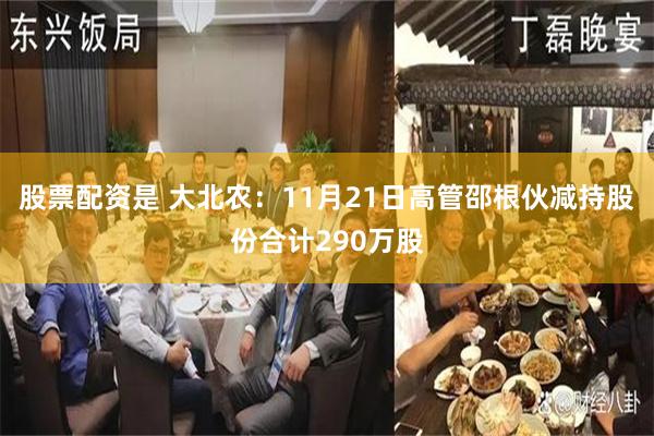 股票配资是 大北农：11月21日高管邵根伙减持股份合计290万股