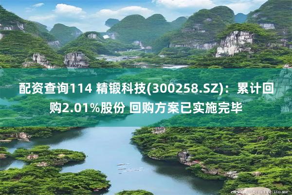 配资查询114 精锻科技(300258.SZ)：累计回购2.01%股份 回购方案已实施完毕