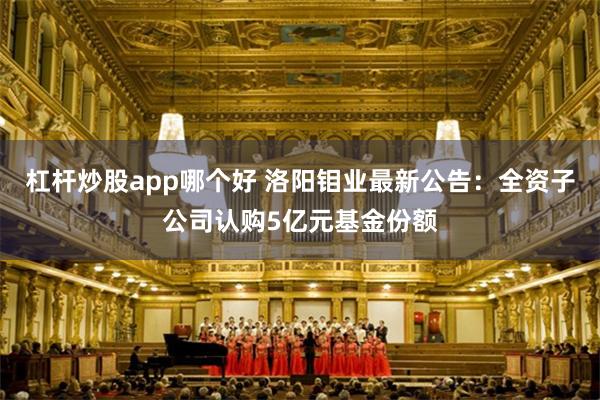 杠杆炒股app哪个好 洛阳钼业最新公告：全资子公司认购5亿元基金份额
