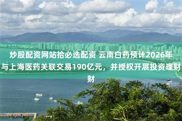 炒股配资网站拾必选配资 云南白药预计2026年与上海医药关联交易190亿元，并授权开展投资理财