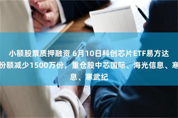 小额股票质押融资 6月10日科创芯片ETF易方达基金份额减少1500万份，重仓股中芯国际、海光信息、寒武纪