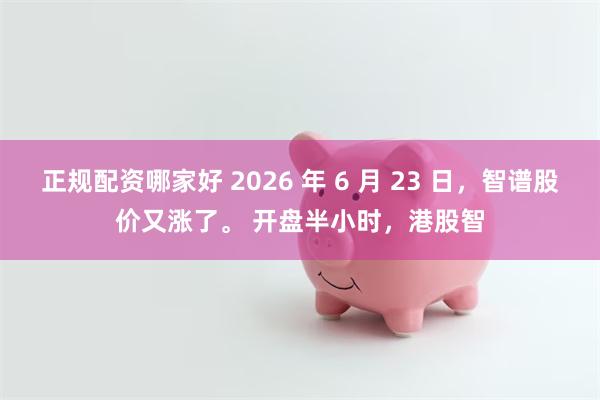 正规配资哪家好 2026 年 6 月 23 日,智谱股价又涨了。 开盘半小时,港股智