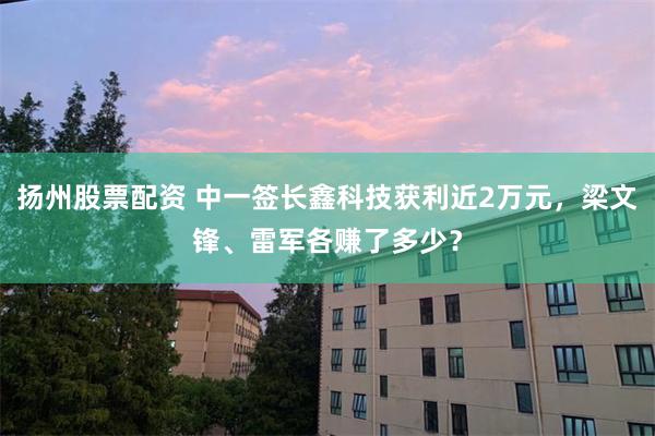 扬州股票配资 中一签长鑫科技获利近2万元，梁文锋、雷军各赚了多少？