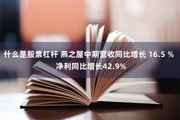 什么是股票杠杆 燕之屋中期营收同比增长 16.5 %  净利同比增长42.9%