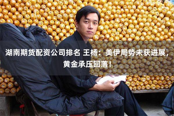 湖南期货配资公司排名 王杨：美伊局势未获进展，黄金承压回落！