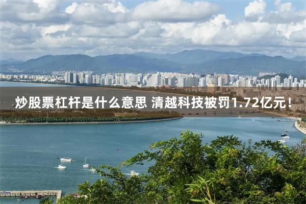 炒股票杠杆是什么意思 清越科技被罚1.72亿元！